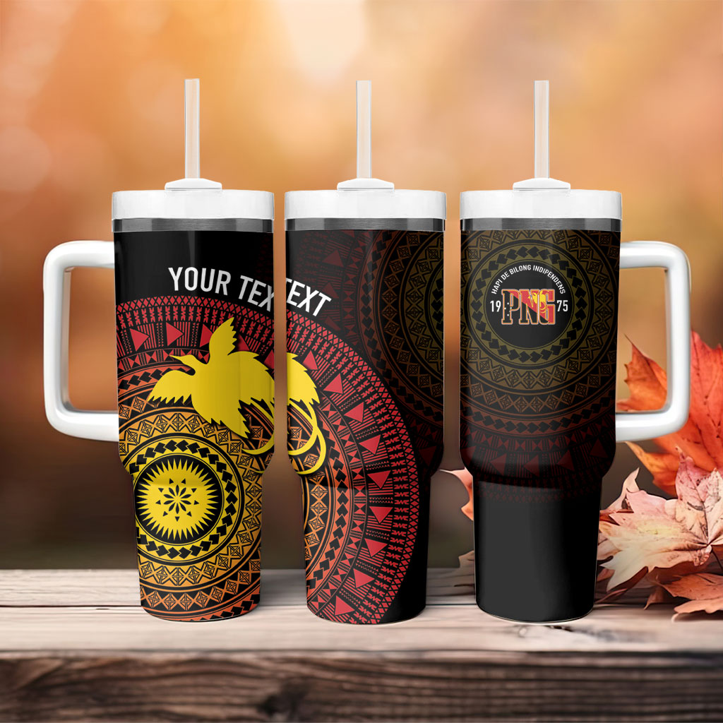 Papua New Guinea Independence Personalized Tumbler With Handle Tapa Circle