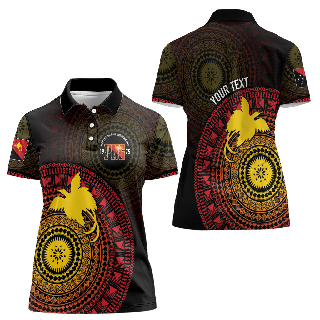 Papua New Guinea Independence Personalized Women Polo Shirt Tapa Circle