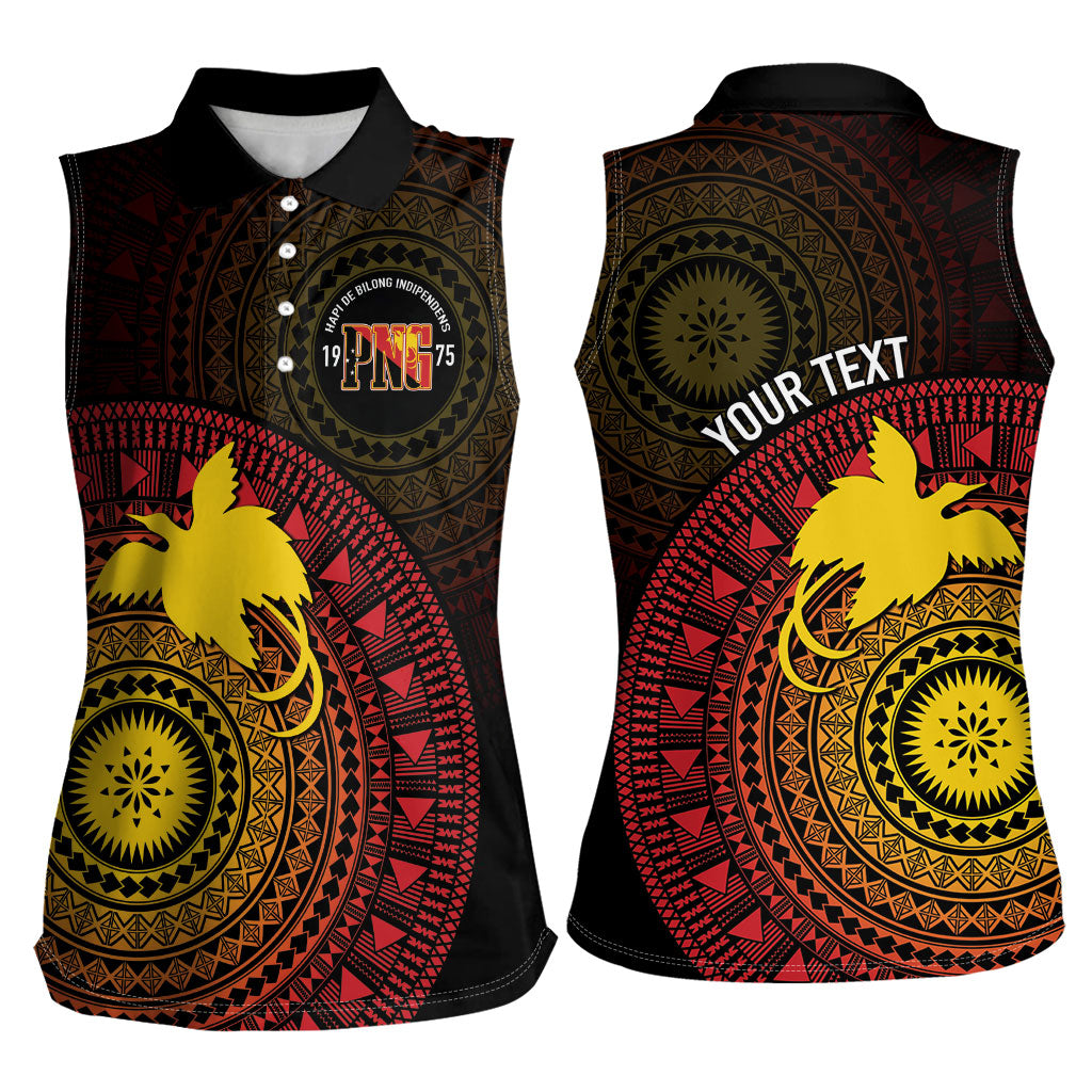 Papua New Guinea Independence Personalized Women Sleeveless Polo Shirt Tapa Circle