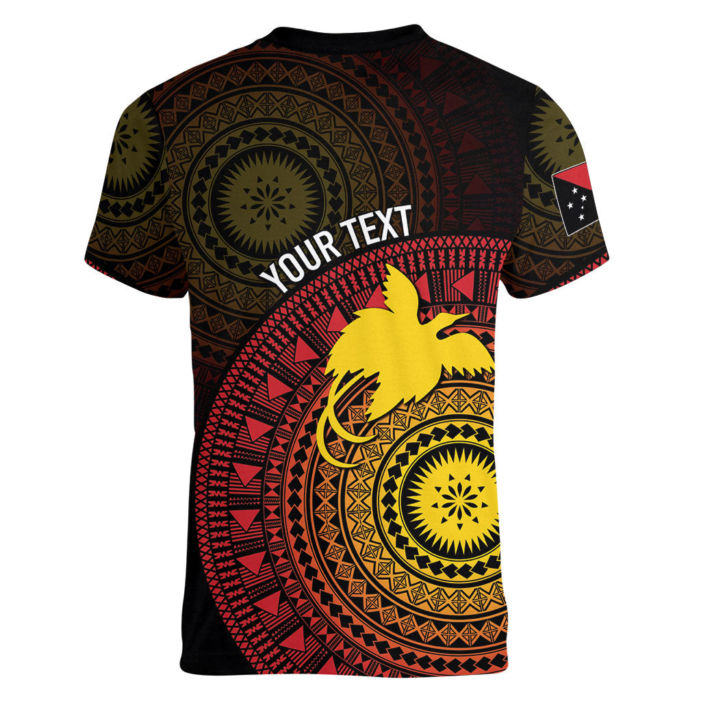 Papua New Guinea Independence Personalized Women V-Neck T-Shirt Tapa Circle