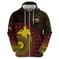 Papua New Guinea Independence Personalized Zip Hoodie Tapa Circle