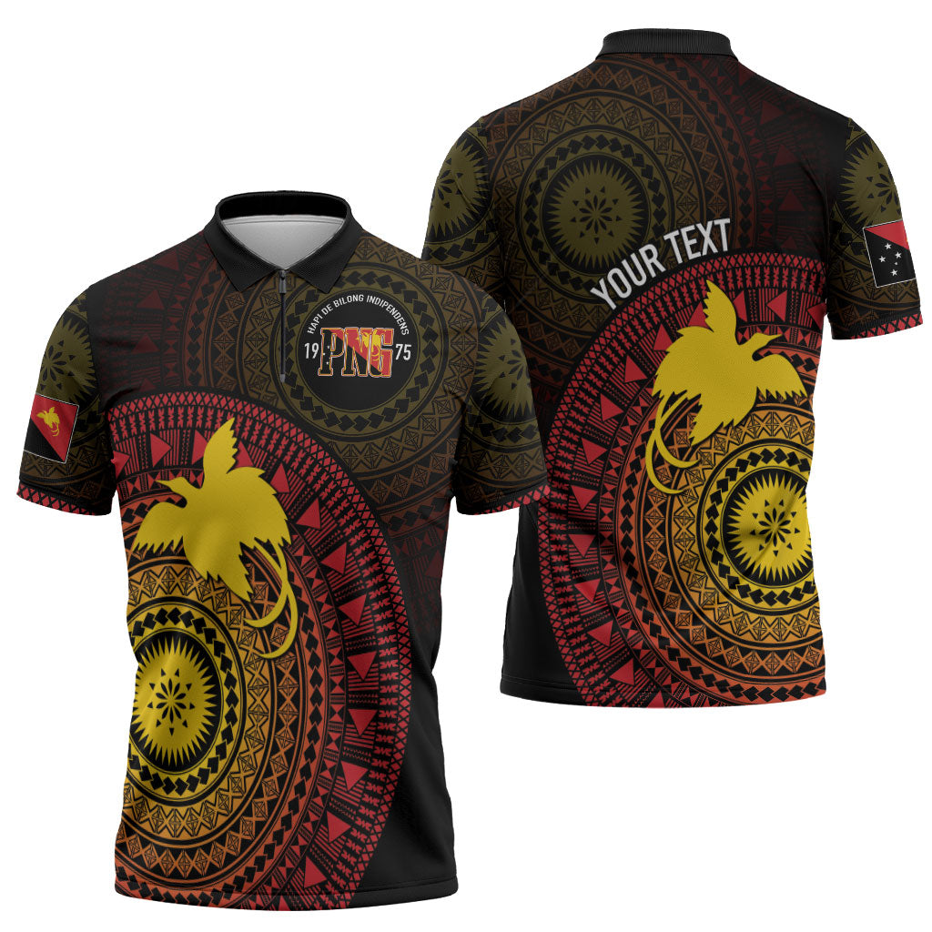 Papua New Guinea Independence Personalized Zipper Polo Shirt Tapa Circle