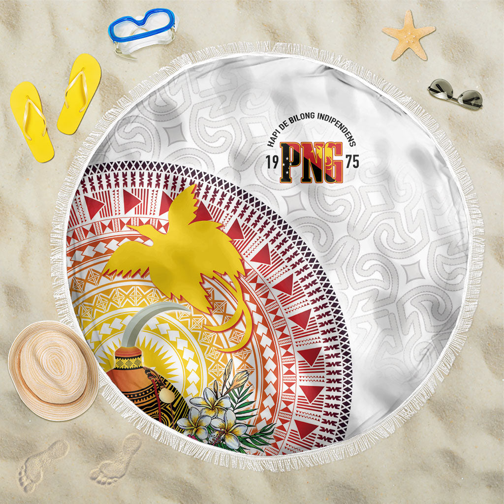 Hapi De Bilong Indipendens Papua New Guinea Beach Blanket PNG Lime Pot LT7 One Size 150cm White - Polynesian Pride