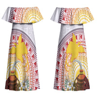 Hapi De Bilong Indipendens Papua New Guinea Couples Matching Off Shoulder Maxi Dress and Long Sleeve Button Shirt PNG Lime Pot LT7 - Polynesian Pride