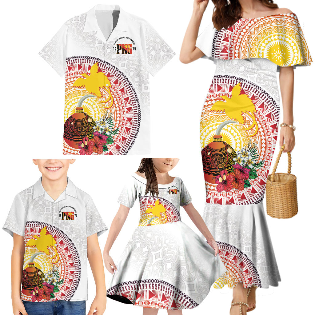 Hapi De Bilong Indipendens Papua New Guinea Family Matching Mermaid Dress and Hawaiian Shirt PNG Lime Pot LT7 - Polynesian Pride