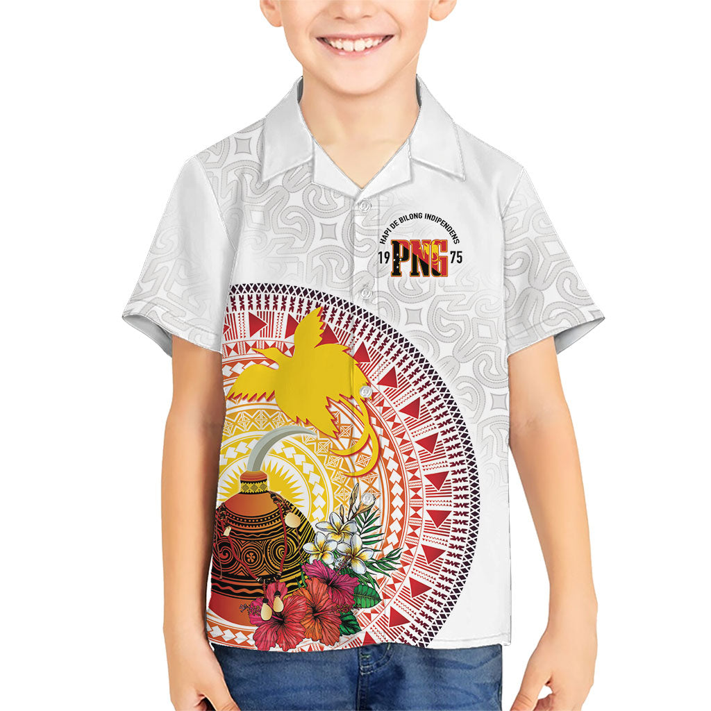 Hapi De Bilong Indipendens Papua New Guinea Family Matching Off Shoulder Short Dress and Hawaiian Shirt PNG Lime Pot