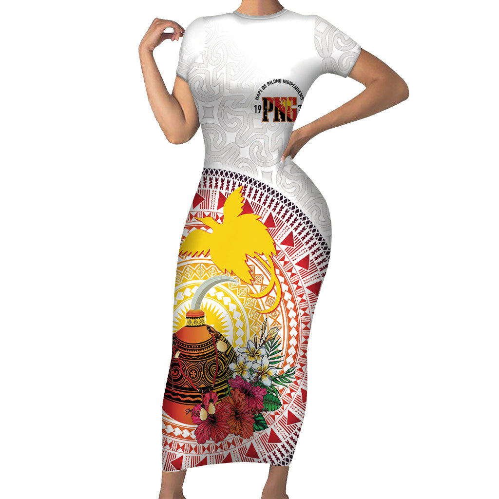 Hapi De Bilong Indipendens Papua New Guinea Family Matching Short Sleeve Bodycon Dress and Hawaiian Shirt PNG Lime Pot