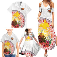 Hapi De Bilong Indipendens Papua New Guinea Family Matching Summer Maxi Dress and Hawaiian Shirt PNG Lime Pot