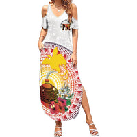 Hapi De Bilong Indipendens Papua New Guinea Family Matching Summer Maxi Dress and Hawaiian Shirt PNG Lime Pot