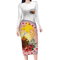 Hapi De Bilong Indipendens Papua New Guinea Long Sleeve Bodycon Dress PNG Lime Pot
