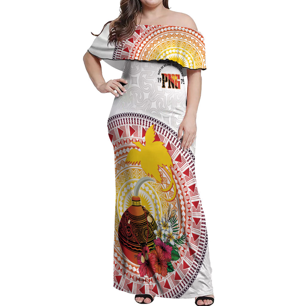 Hapi De Bilong Indipendens Papua New Guinea Off Shoulder Maxi Dress PNG Lime Pot