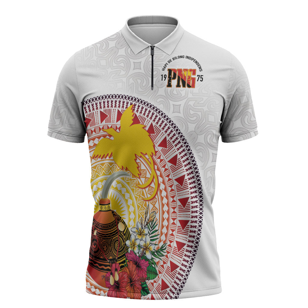 Hapi De Bilong Indipendens Papua New Guinea Zipper Polo Shirt PNG Lime Pot