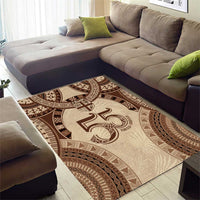 Bula Fiji Day 55th Anniversary Masi Tapa Area Rug Emerald Jubilee - Beige - Polynesian Pride