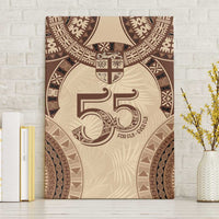 Bula Fiji Day 55th Anniversary Masi Tapa Canvas Wall Art Emerald Jubilee - Beige - Polynesian Pride