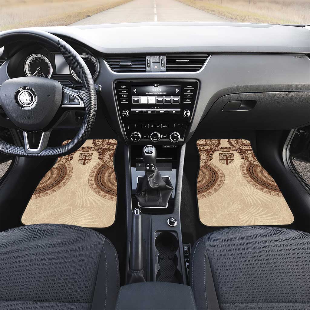 Bula Fiji Day 55th Anniversary Masi Tapa Car Mats Emerald Jubilee - Beige - Polynesian Pride