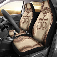 Bula Fiji Day 55th Anniversary Masi Tapa Car Seat Cover Emerald Jubilee - Beige - Polynesian Pride