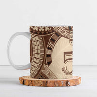 Bula Fiji Day 55th Anniversary Masi Tapa Ceramic Mug Emerald Jubilee - Beige - Polynesian Pride