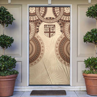 Bula Fiji Day 55th Anniversary Masi Tapa Door Cover Emerald Jubilee - Beige - Polynesian Pride