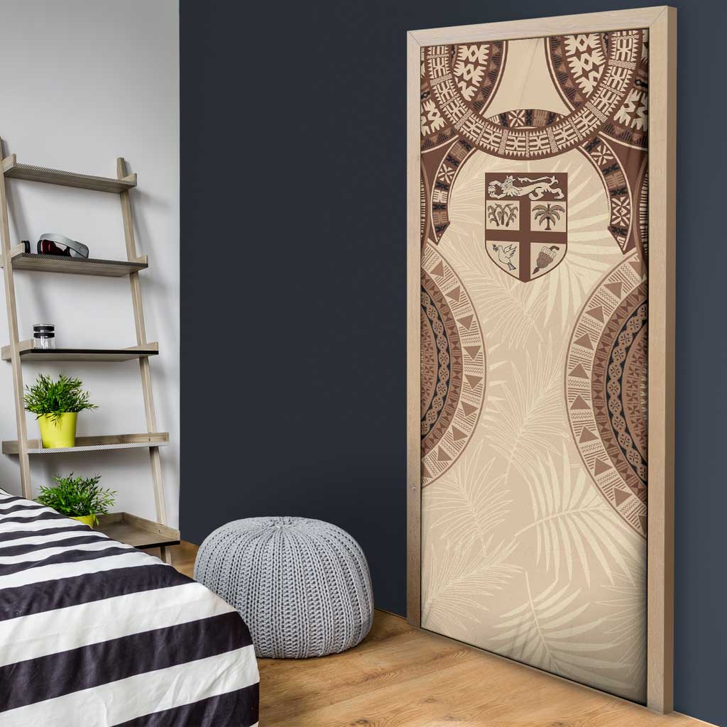 Bula Fiji Day 55th Anniversary Masi Tapa Door Cover Emerald Jubilee - Beige - Polynesian Pride