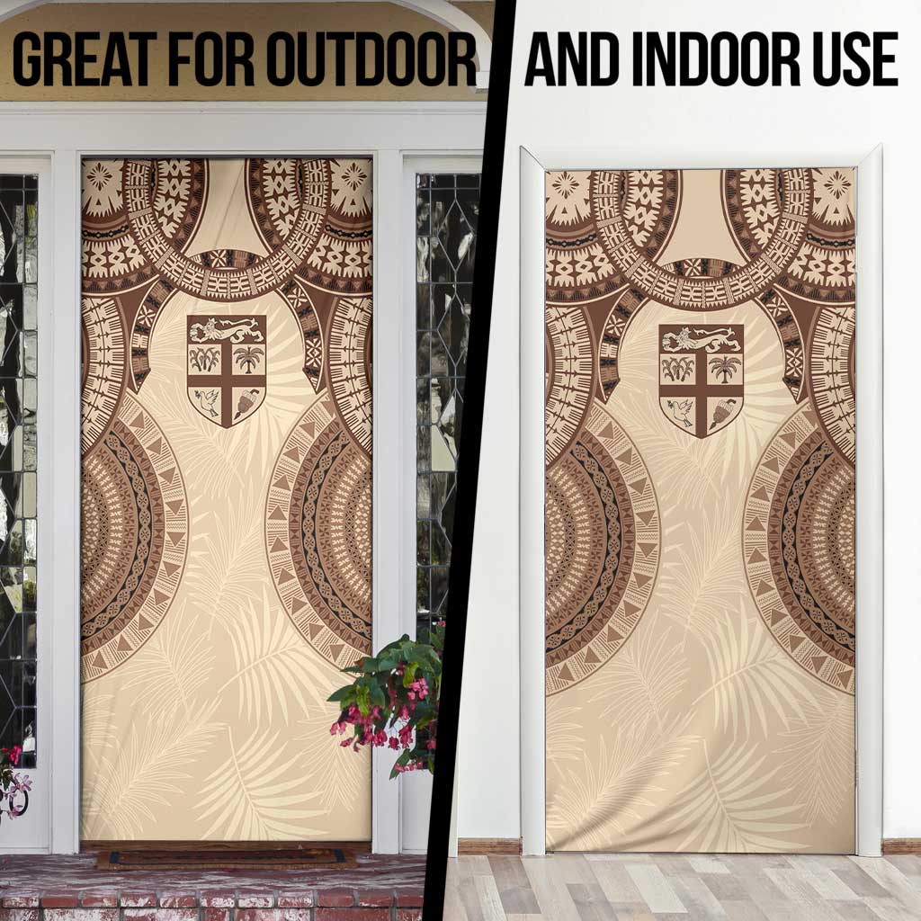 Bula Fiji Day 55th Anniversary Masi Tapa Door Cover Emerald Jubilee - Beige - Polynesian Pride