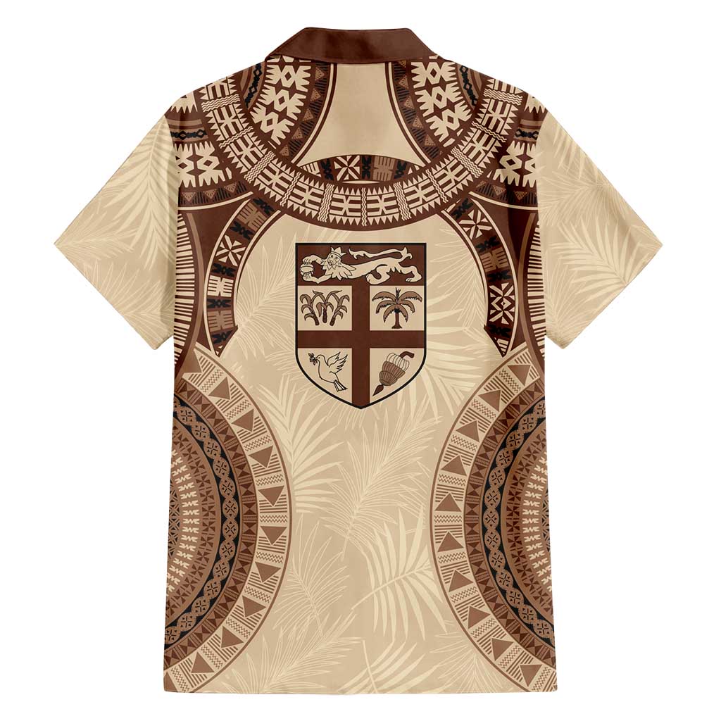 Bula Fiji Day 55th Anniversary Masi Tapa Family Matching Puletasi and Hawaiian Shirt Emerald Jubilee - Beige - Polynesian Pride