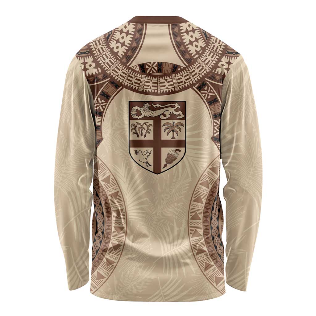 Bula Fiji Day 55th Anniversary Masi Tapa Long Sleeve Shirt Emerald Jubilee - Beige - Polynesian Pride