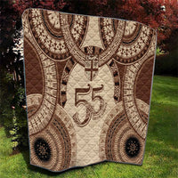 Bula Fiji Day 55th Anniversary Masi Tapa Quilt Emerald Jubilee - Beige - Polynesian Pride