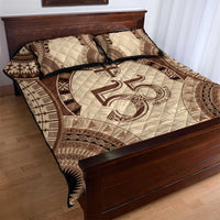 Bula Fiji Day 55th Anniversary Masi Tapa Quilt Bed Set Emerald Jubilee - Beige - Polynesian Pride