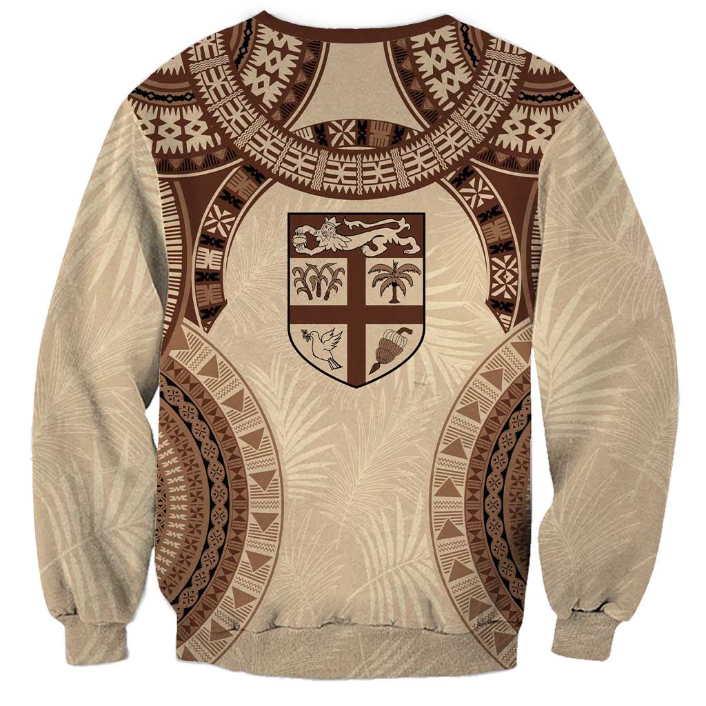 Bula Fiji Day 55th Anniversary Masi Tapa Sweatshirt Emerald Jubilee - Beige - Polynesian Pride