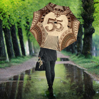 Bula Fiji Day 55th Anniversary Masi Tapa Umbrella Emerald Jubilee - Beige - Polynesian Pride