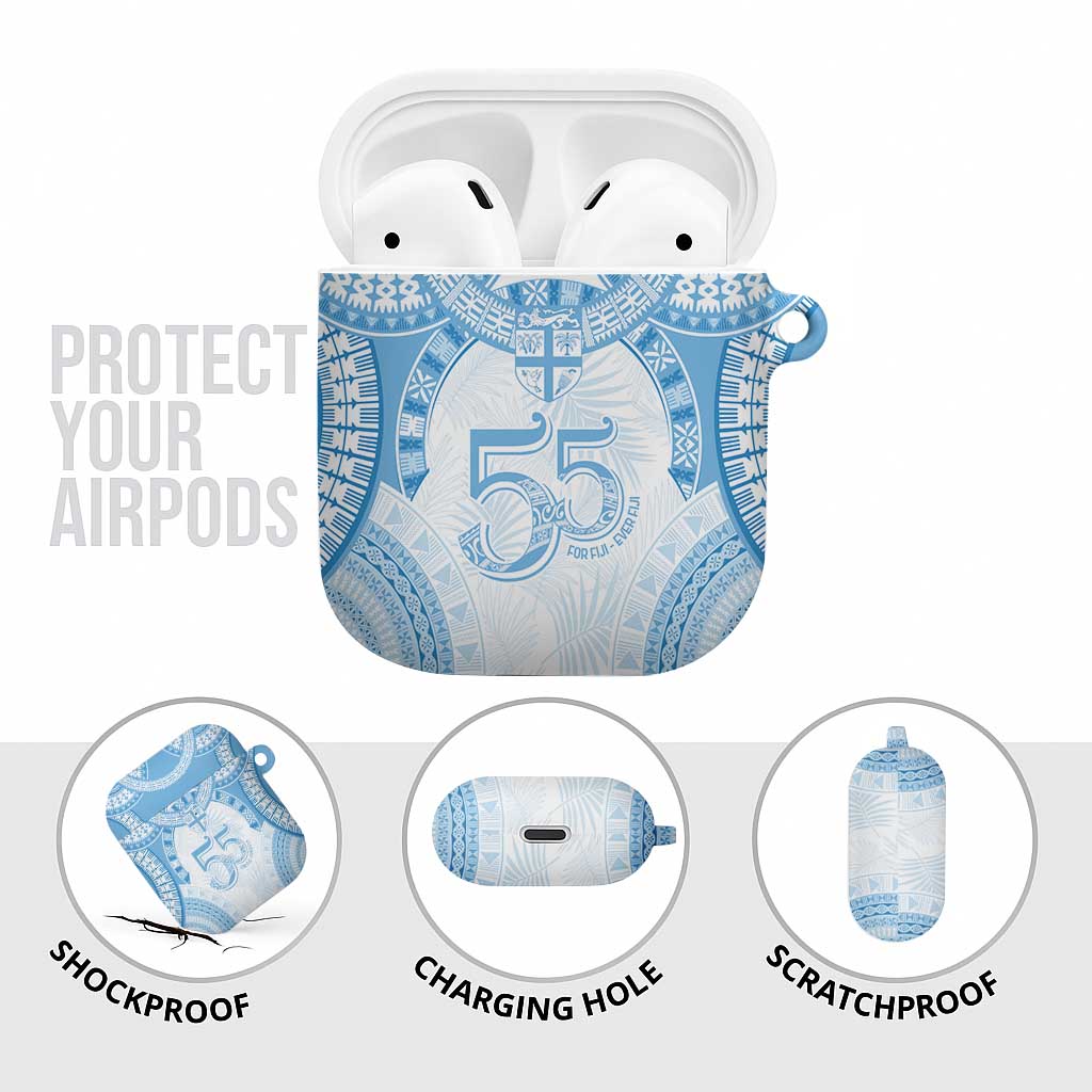Bula Fiji Day 55th Anniversary Masi Tapa AirPods Case Emerald Jubilee - Turquoise - Polynesian Pride