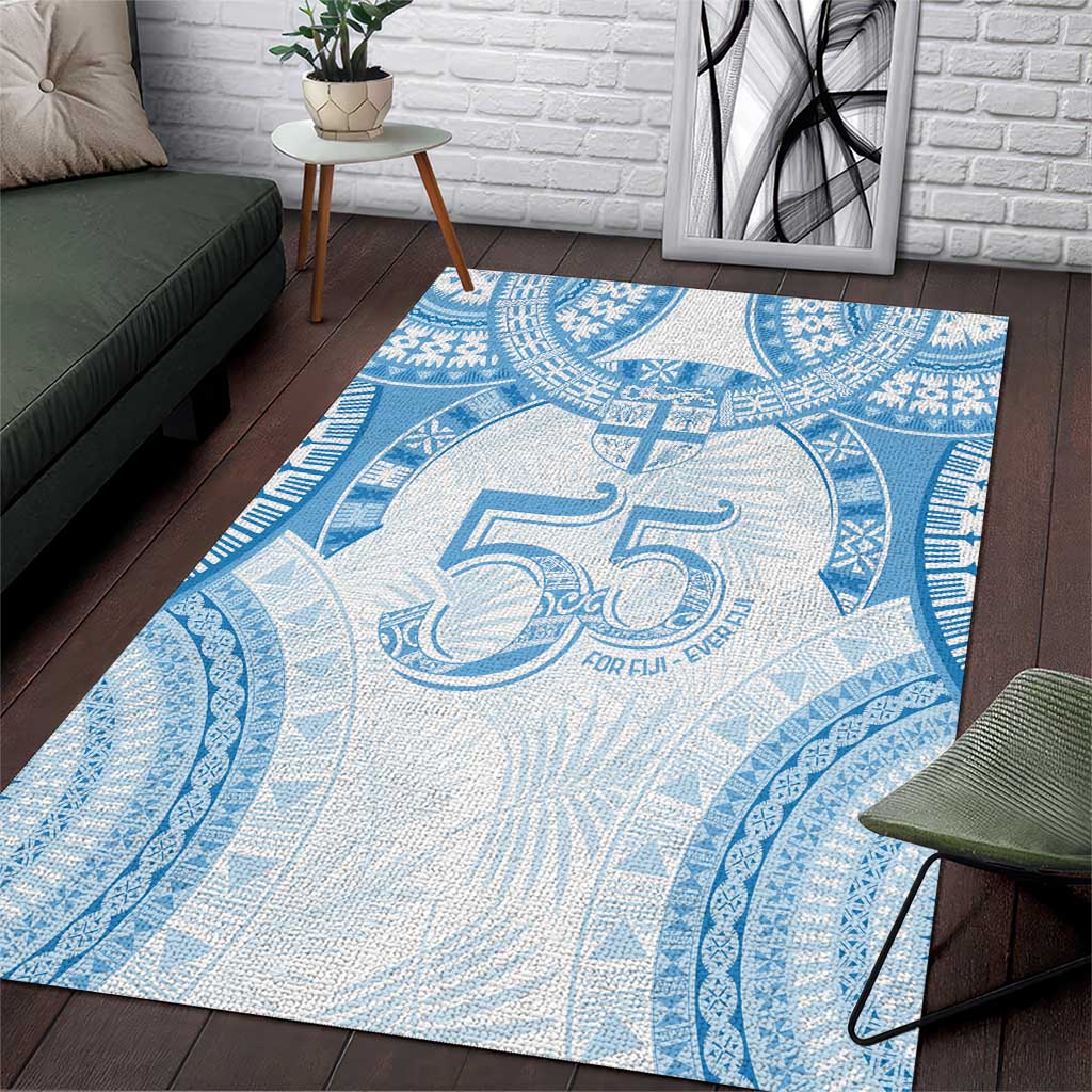 Bula Fiji Day 55th Anniversary Masi Tapa Area Rug Emerald Jubilee - Turquoise - Polynesian Pride