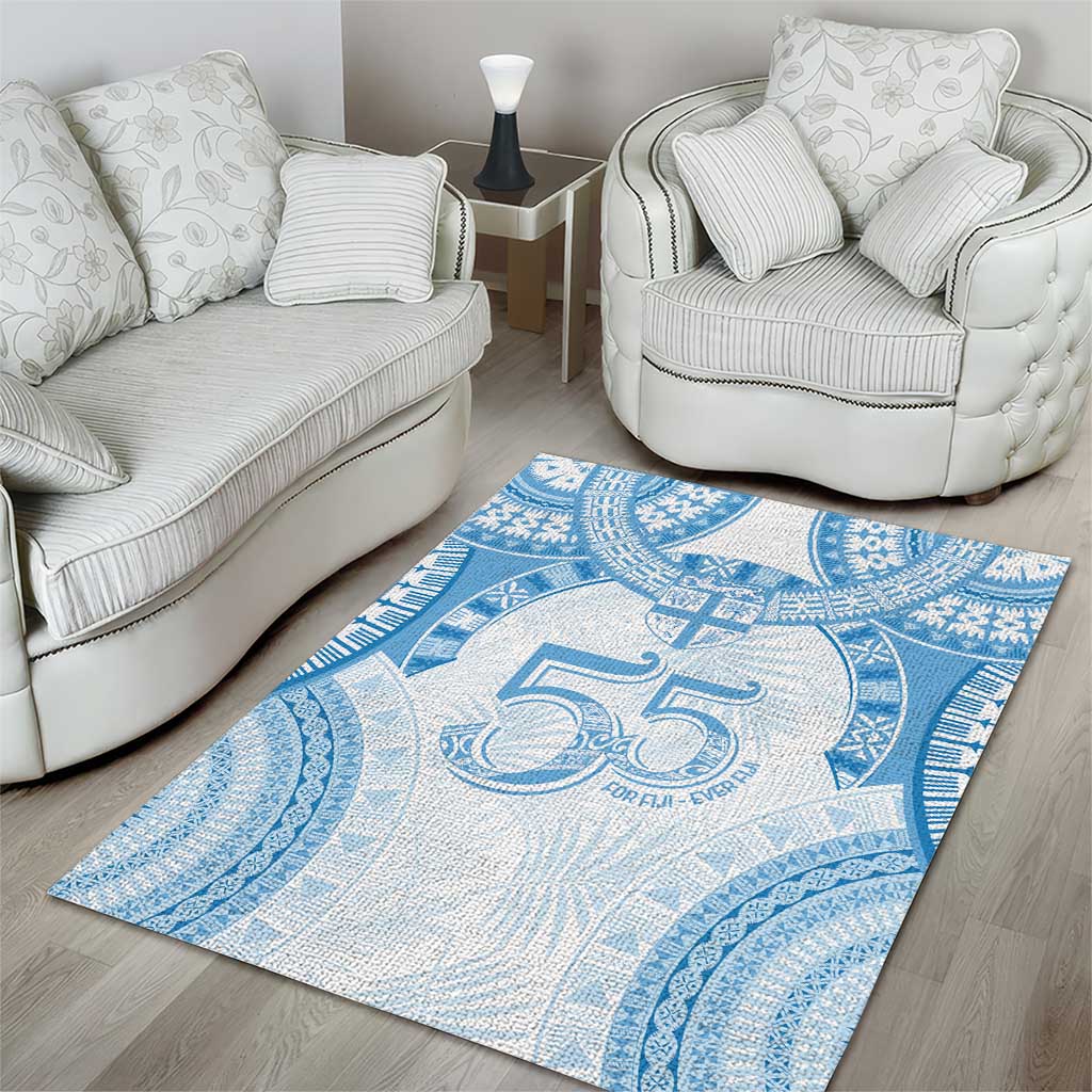 Bula Fiji Day 55th Anniversary Masi Tapa Area Rug Emerald Jubilee - Turquoise - Polynesian Pride