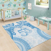 Bula Fiji Day 55th Anniversary Masi Tapa Area Rug Emerald Jubilee - Turquoise - Polynesian Pride