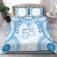 Bula Fiji Day 55th Anniversary Masi Tapa Bedding Set Emerald Jubilee - Turquoise - Polynesian Pride