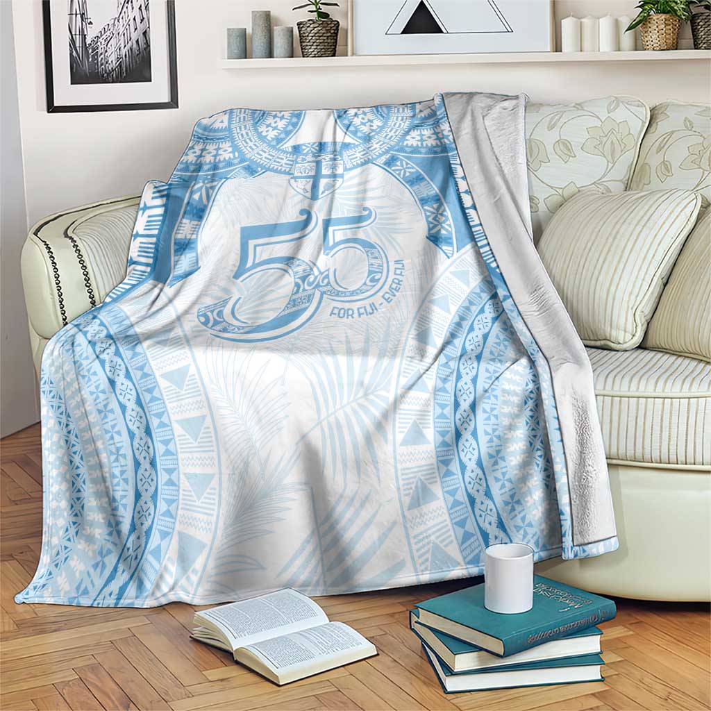 Bula Fiji Day 55th Anniversary Masi Tapa Blanket Emerald Jubilee - Turquoise - Polynesian Pride