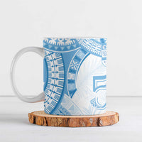 Bula Fiji Day 55th Anniversary Masi Tapa Ceramic Mug Emerald Jubilee - Turquoise - Polynesian Pride
