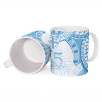 Bula Fiji Day 55th Anniversary Masi Tapa Ceramic Mug Emerald Jubilee - Turquoise - Polynesian Pride