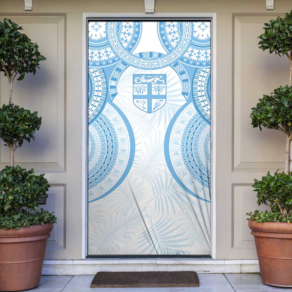 Bula Fiji Day 55th Anniversary Masi Tapa Door Cover Emerald Jubilee - Turquoise - Polynesian Pride