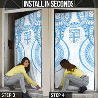 Bula Fiji Day 55th Anniversary Masi Tapa Door Cover Emerald Jubilee - Turquoise - Polynesian Pride