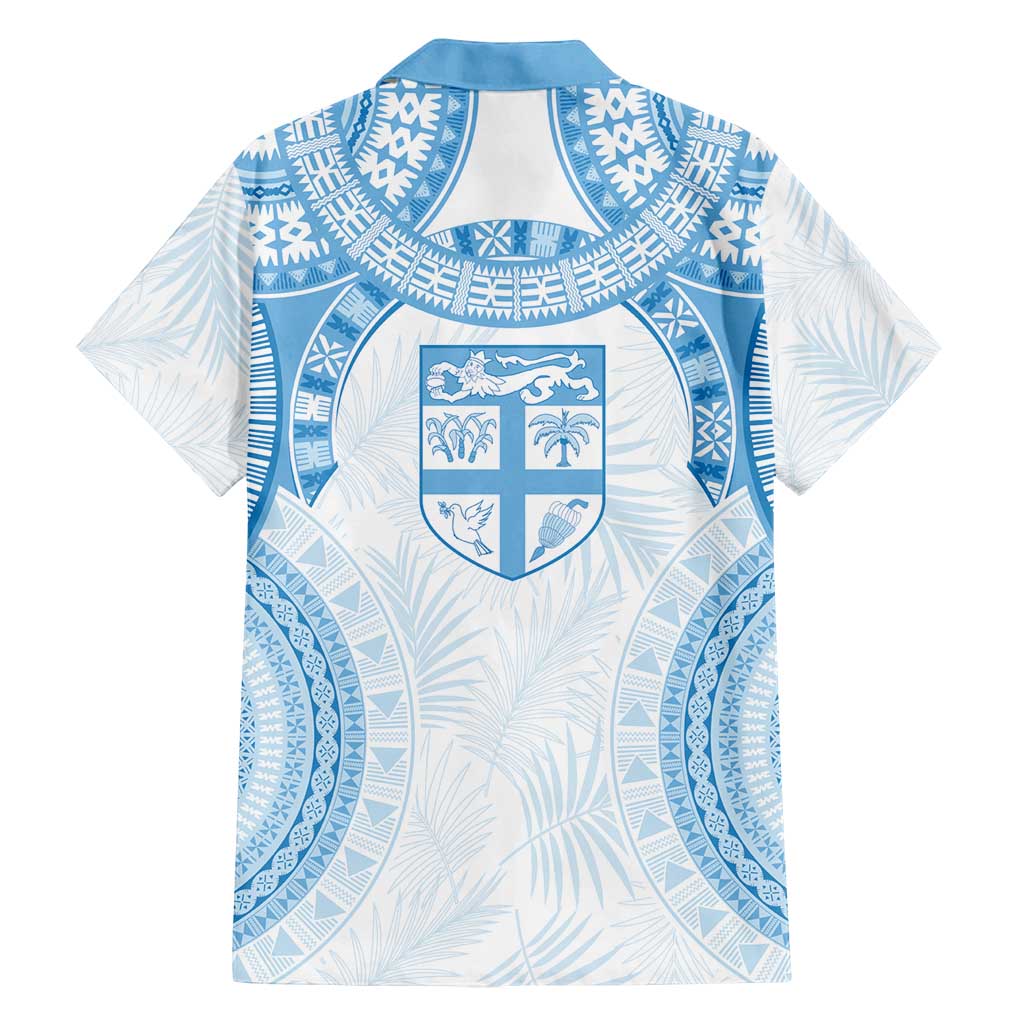 Bula Fiji Day 55th Anniversary Masi Tapa Family Matching Off Shoulder Short Dress and Hawaiian Shirt Emerald Jubilee - Turquoise - Polynesian Pride