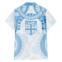 Bula Fiji Day 55th Anniversary Masi Tapa Family Matching Off Shoulder Short Dress and Hawaiian Shirt Emerald Jubilee - Turquoise - Polynesian Pride