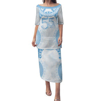 Bula Fiji Day 55th Anniversary Masi Tapa Family Matching Puletasi and Hawaiian Shirt Emerald Jubilee - Turquoise - Polynesian Pride