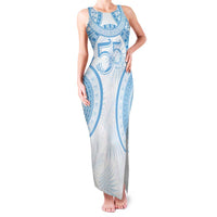 Bula Fiji Day 55th Anniversary Masi Tapa Family Matching Tank Maxi Dress and Hawaiian Shirt Emerald Jubilee - Turquoise - Polynesian Pride