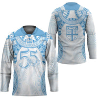 Bula Fiji Day 55th Anniversary Masi Tapa Hockey Jersey Emerald Jubilee - Turquoise - Polynesian Pride