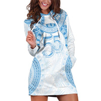 Bula Fiji Day 55th Anniversary Masi Tapa Hoodie Dress Emerald Jubilee - Turquoise - Polynesian Pride