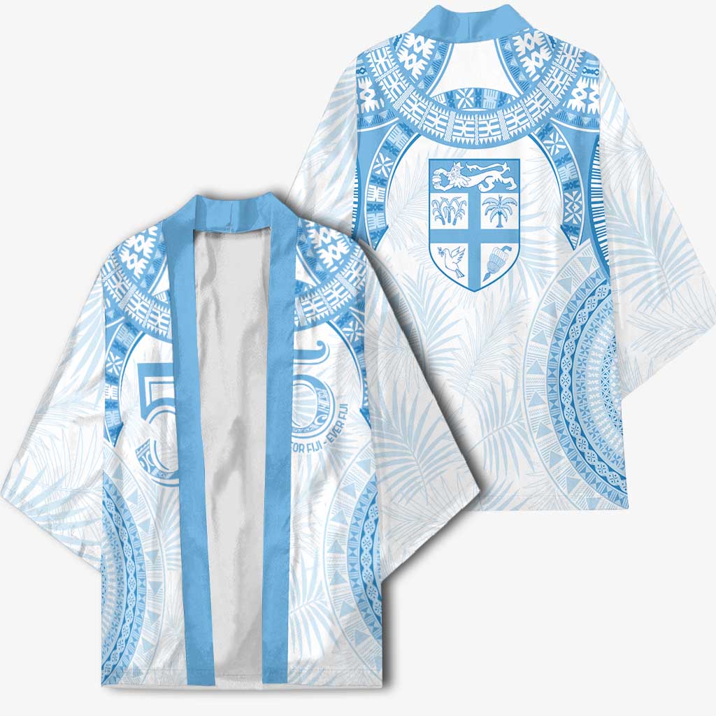 Bula Fiji Day 55th Anniversary Masi Tapa Kimono Emerald Jubilee - Turquoise - Polynesian Pride