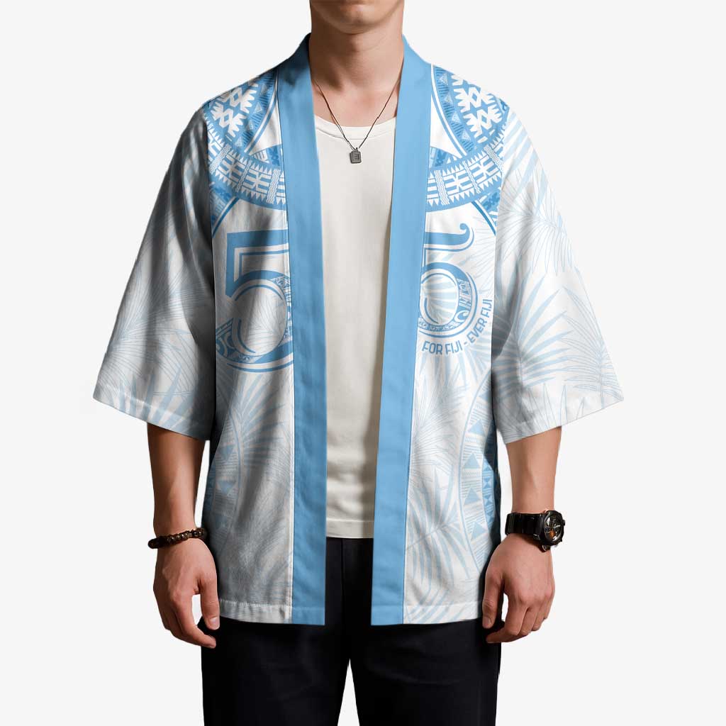 Bula Fiji Day 55th Anniversary Masi Tapa Kimono Emerald Jubilee - Turquoise - Polynesian Pride