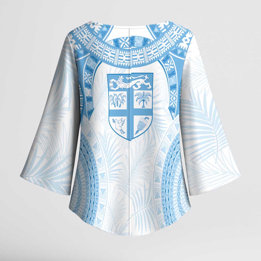 Bula Fiji Day 55th Anniversary Masi Tapa Kimono Sleeve Blouse Emerald Jubilee - Turquoise - Polynesian Pride