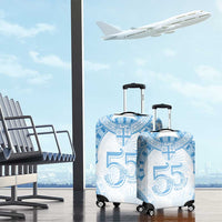 Bula Fiji Day 55th Anniversary Masi Tapa Luggage Cover Emerald Jubilee - Turquoise - Polynesian Pride